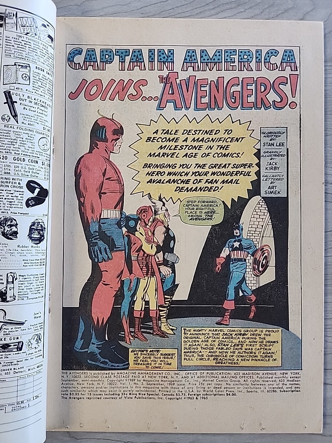 Marvel King-size Special THE AVENGERS No. 3 (1969) Captain America Joins FN