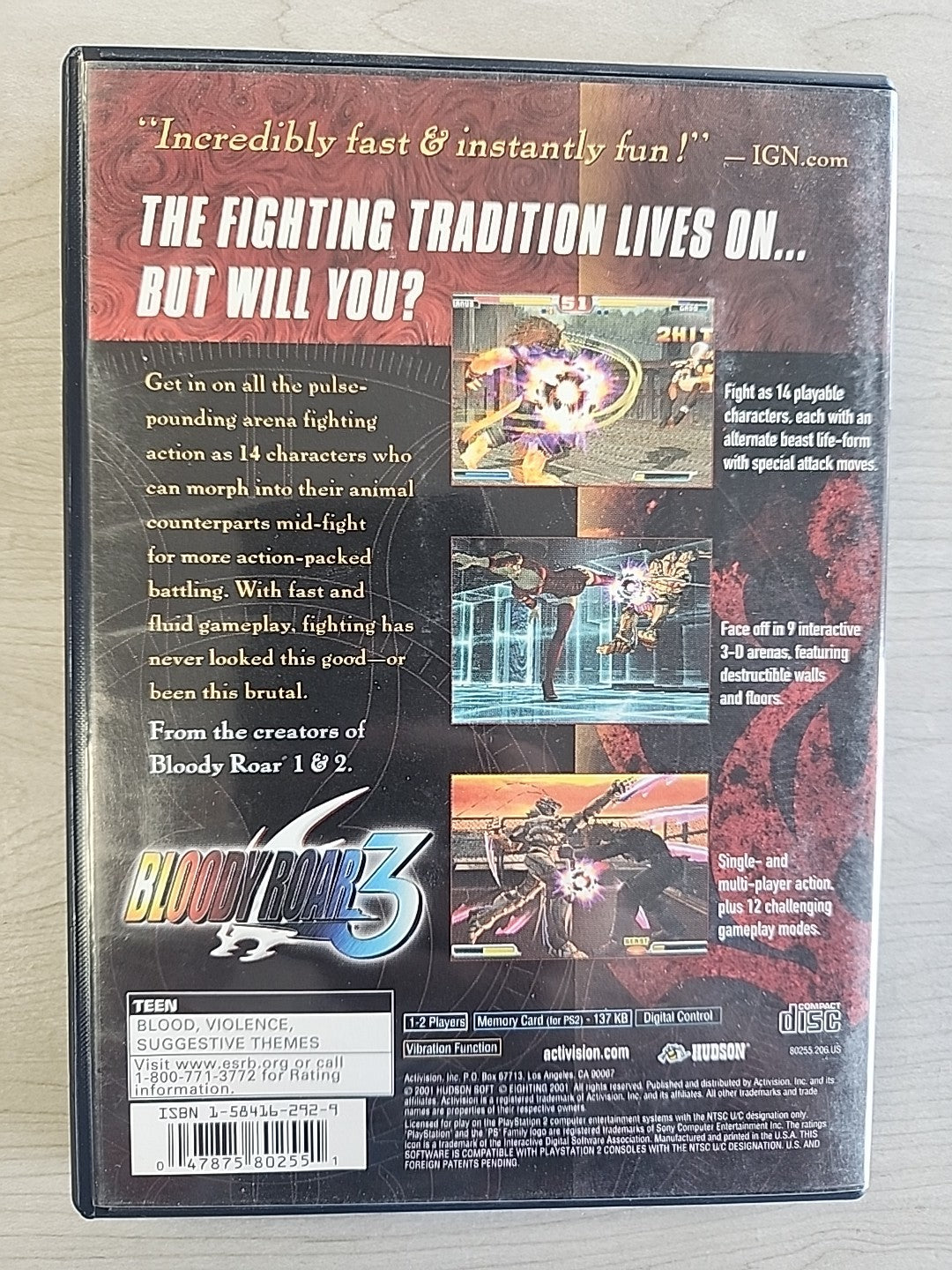 Bloody Roar 3 (Sony Playstation 2 PS2, 2001) - Complete w/ Manual - TESTED