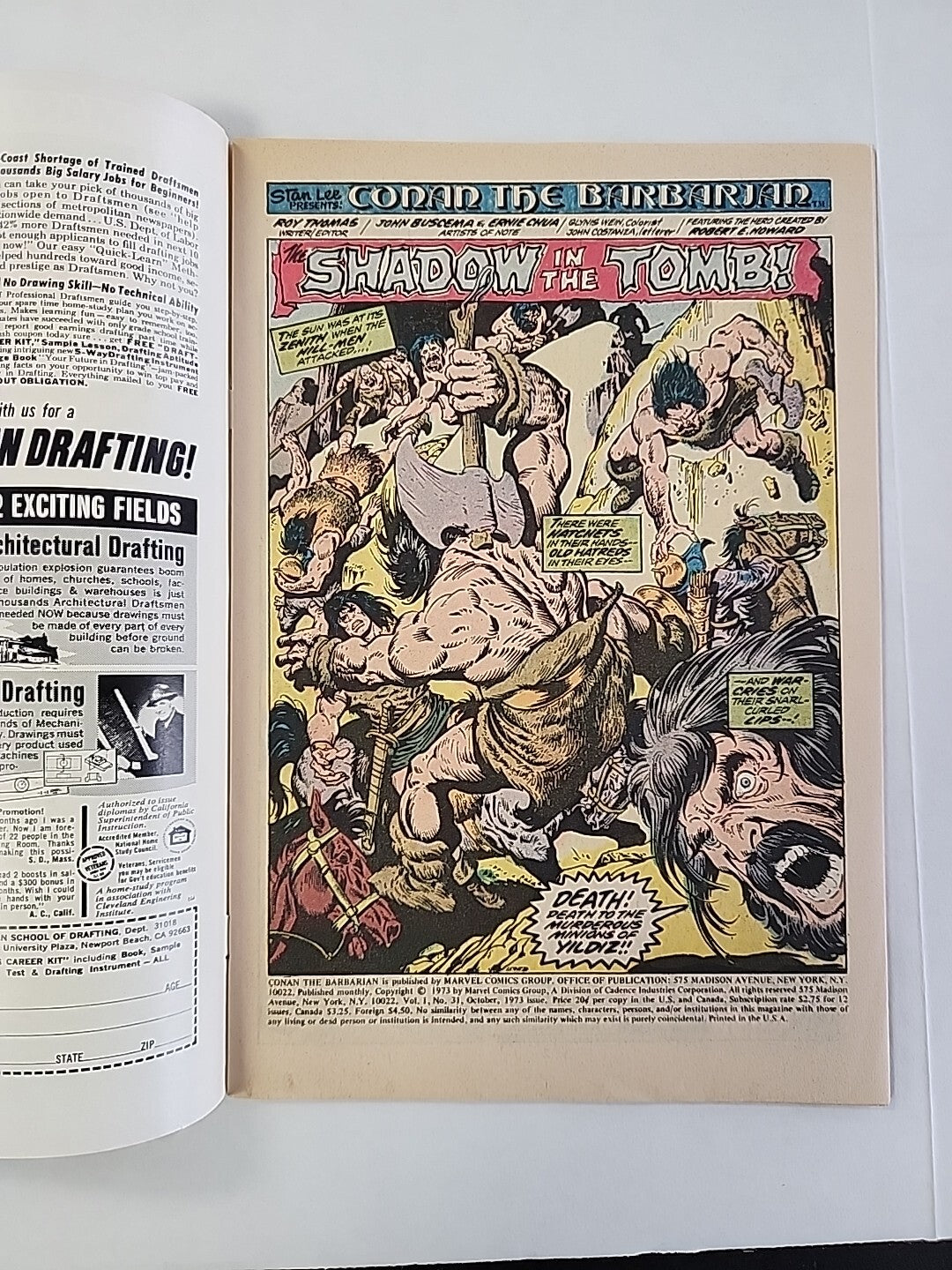 CONAN THE BARBARIAN #31 VF/VF+ The Shadow On The Tomb Marvel Comics