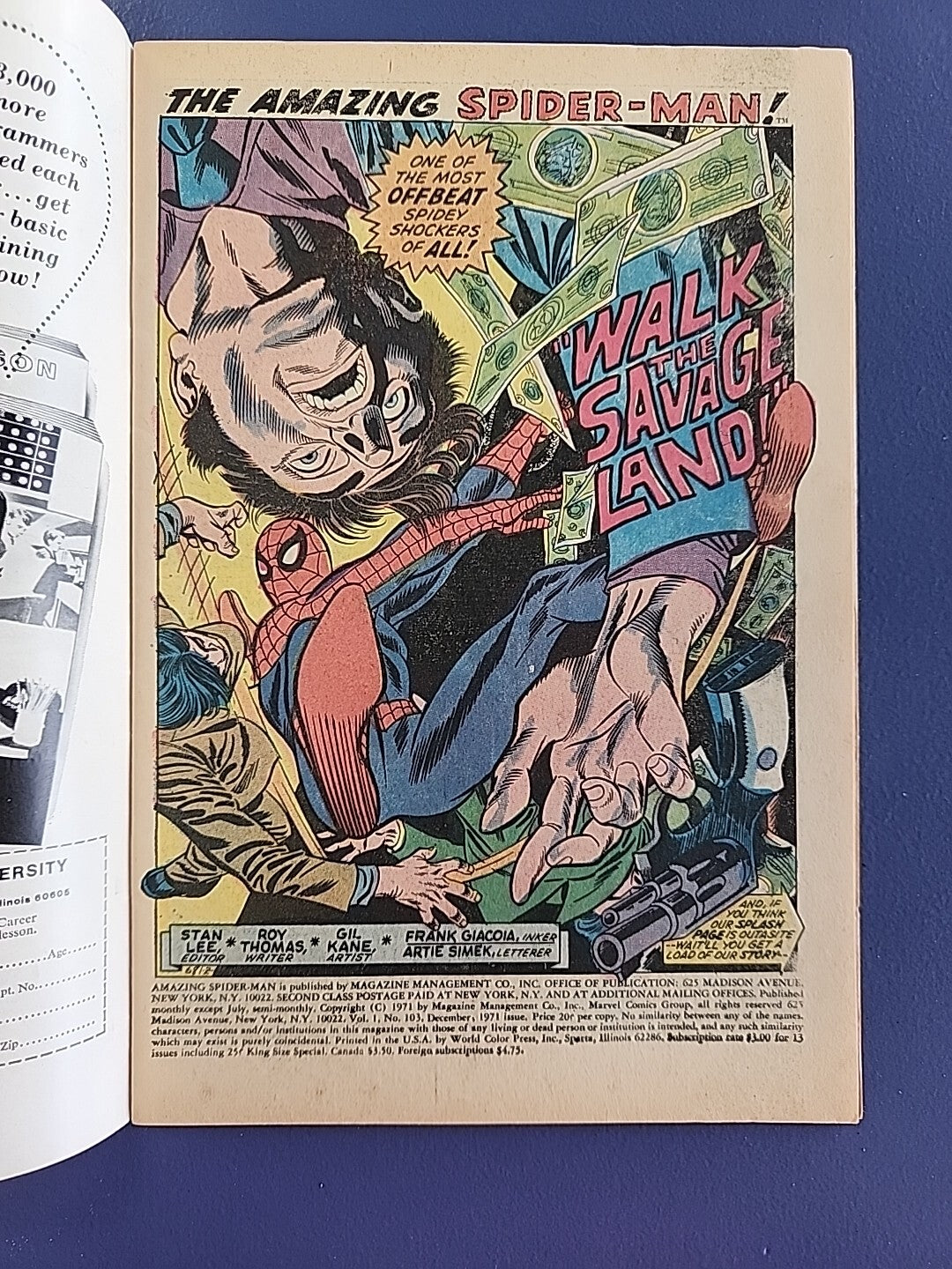 Amazing Spider-Man #103 VF+ Ka-Zar Zabu Gwen Stacy 1st Gog Est. 8.0