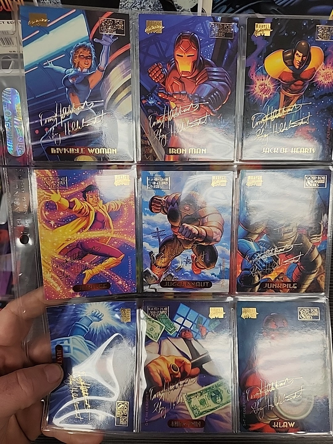 1994 Marvel Masterpieces Base Set Powerblast Silver Holofoil Plus Signature 293
