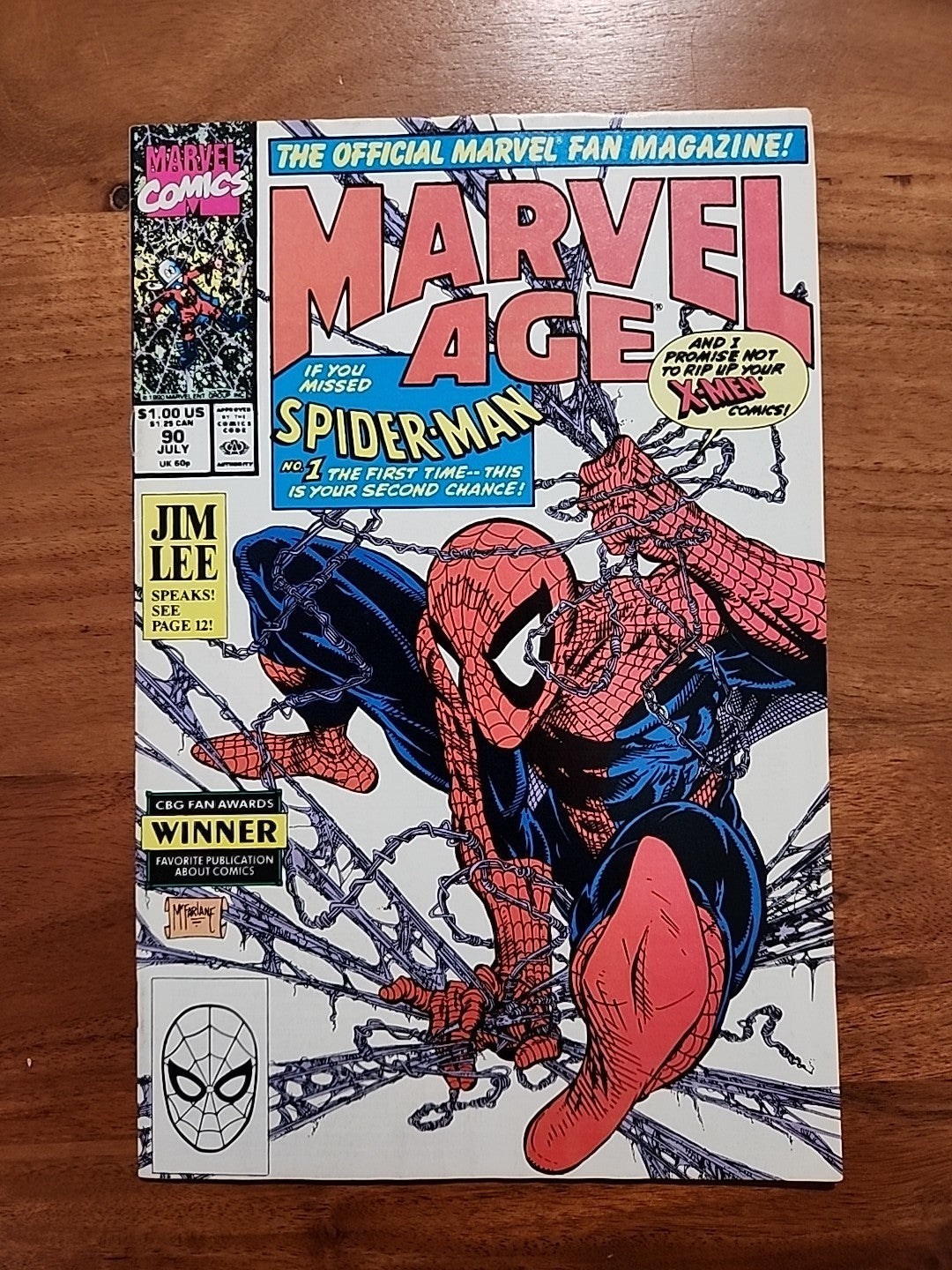 MARVEL AGE #90 (Marvel, 1990) Jim Lee McFarlane Spider-Man Cover VF/NM