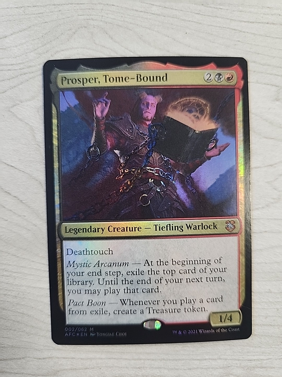MTG Prosper, Tome-Bound AFC Foil 002/062 Mythic Magic The Gathering NM