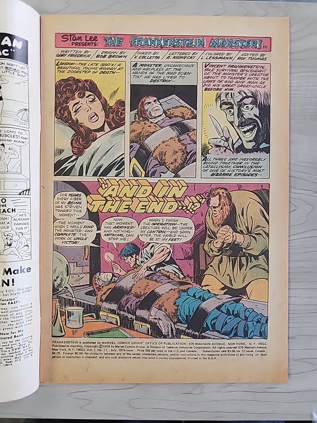 The Frankenstein Monster #11 Marvel Comics 1974 FN/VF Gary Friedrich