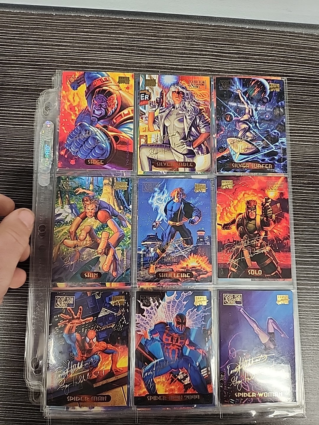 1994 Marvel Masterpieces Base Set Powerblast Silver Holofoil Plus Signature 293