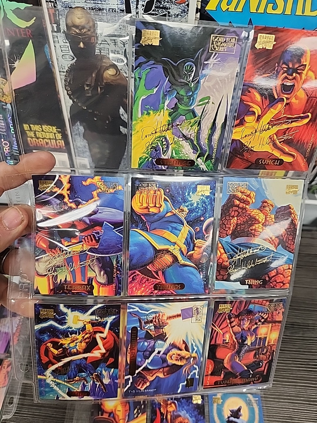 1994 Marvel Masterpieces Base Set Powerblast Silver Holofoil Plus Signature 293