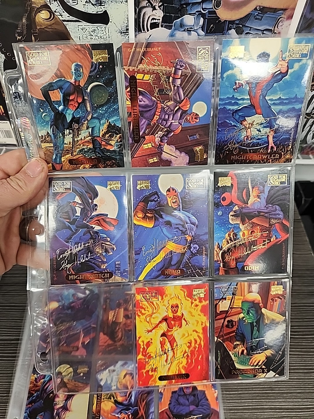 1994 Marvel Masterpieces Base Set Powerblast Silver Holofoil Plus Signature 293