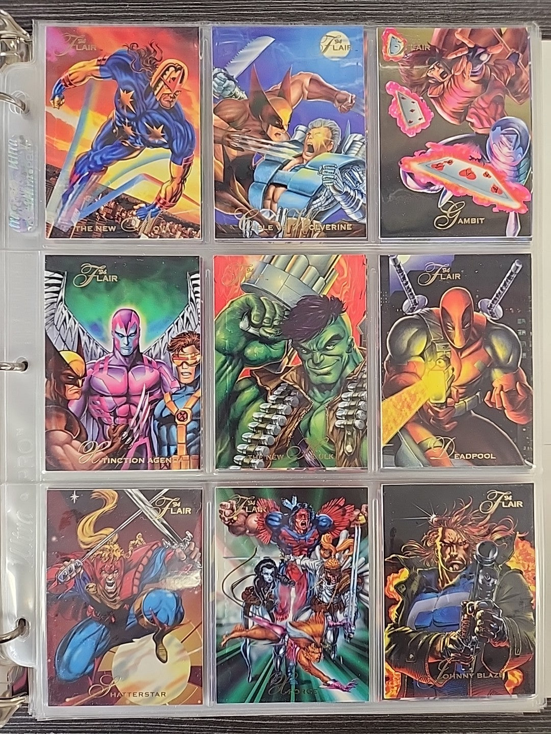 1994 Flair Marvel Complete 150 Card Set & Complete 18 Power Blast Foil Set NMMT