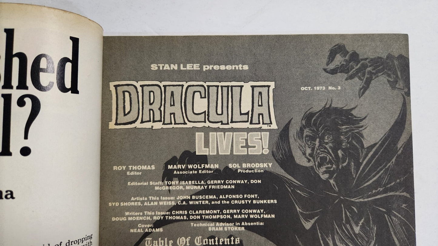 Marvel Monster Group Dracula Lives #3 1st Soloman Kane, Neal Adams cover