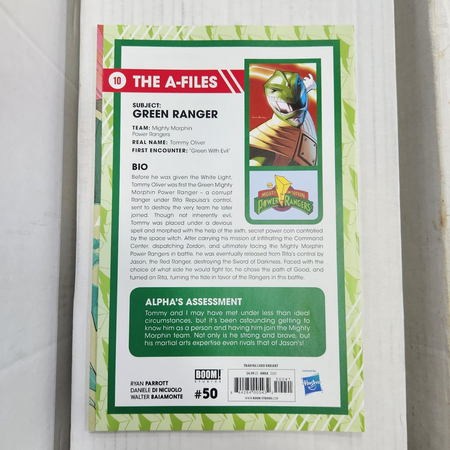 Mighty Morphin Power Rangers #50 1:25 Green Ranger Trading Card Variant