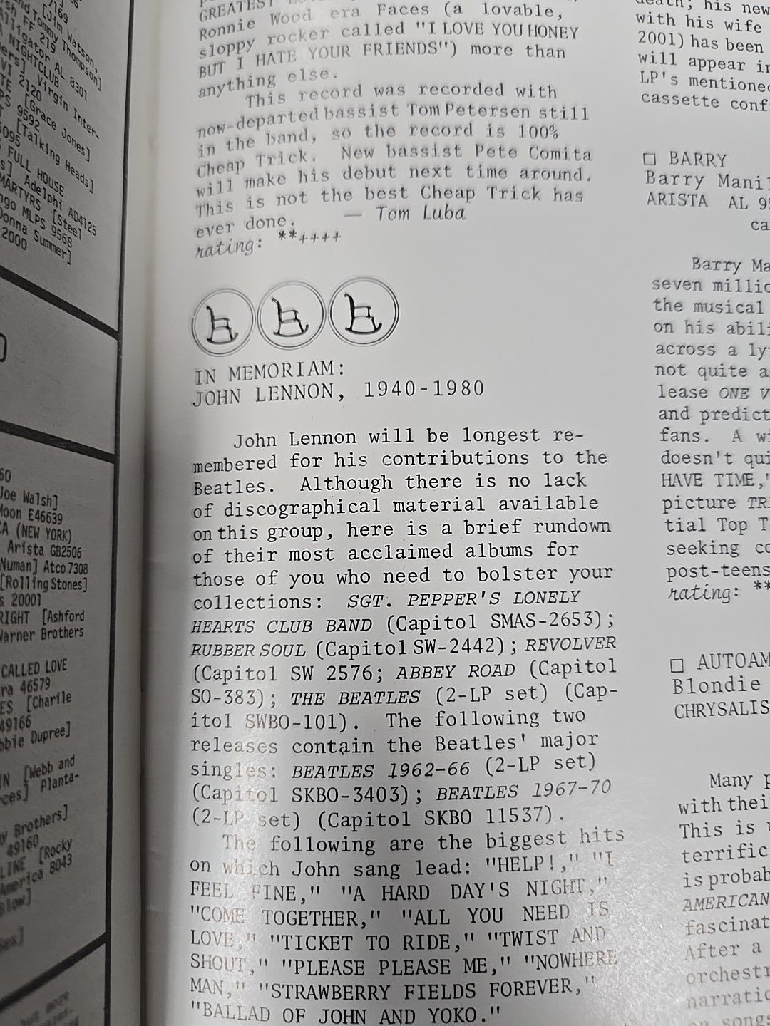 John Lennon Memorium - Rockingchair January 1981