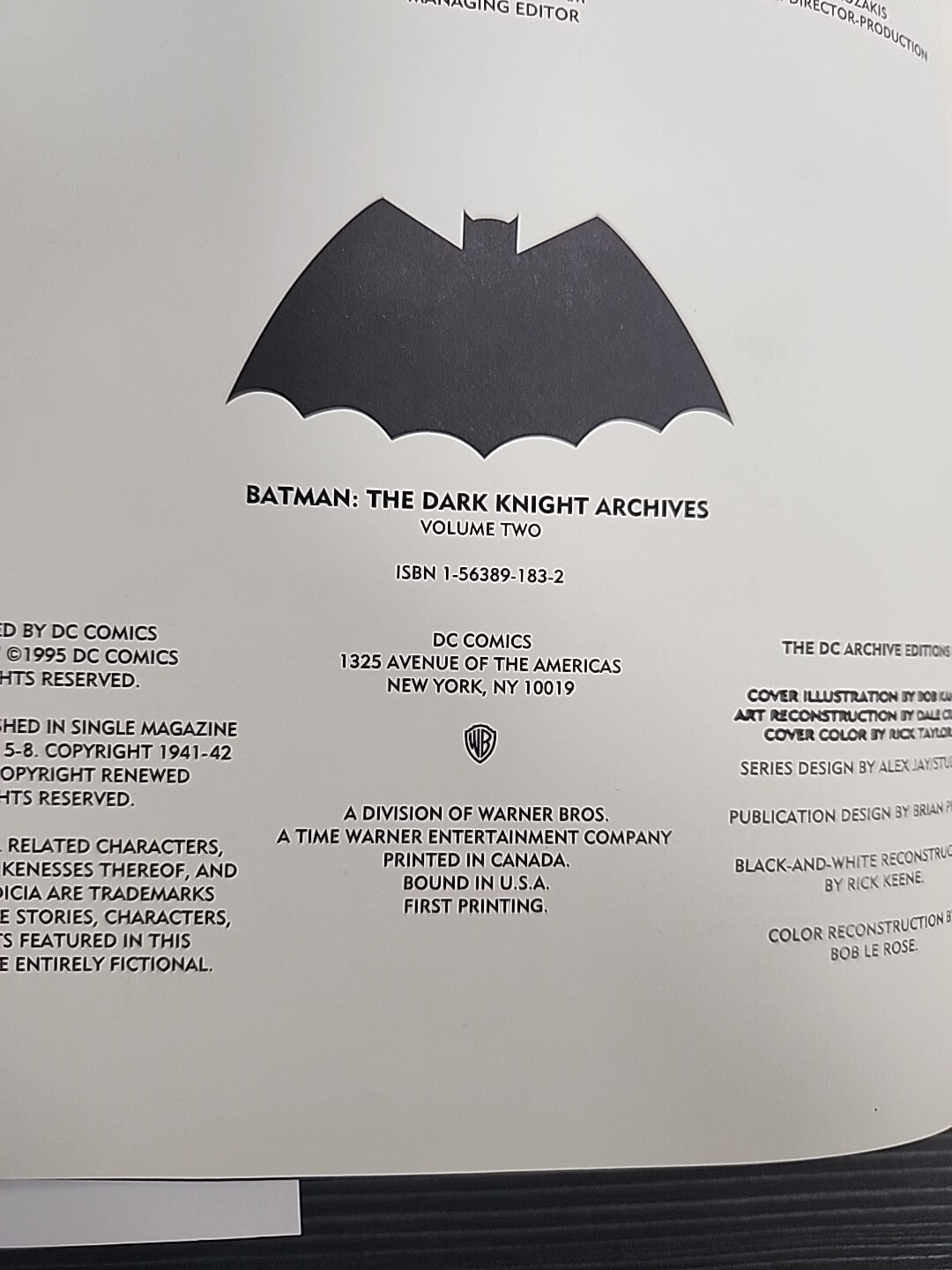 Archive Editions Batman The Dark Knight Archives Vol 2 Bob Kane DC Comics 1995