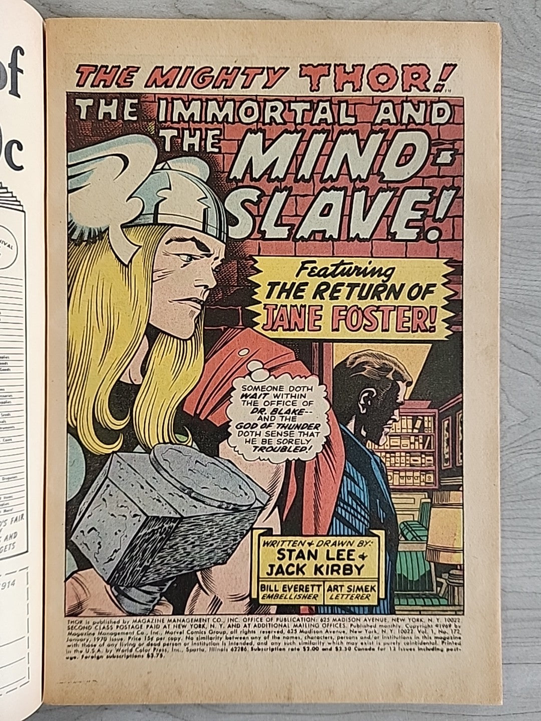 The Mighty Thor #172 (Marvel Comics January 1970) VF/VF+