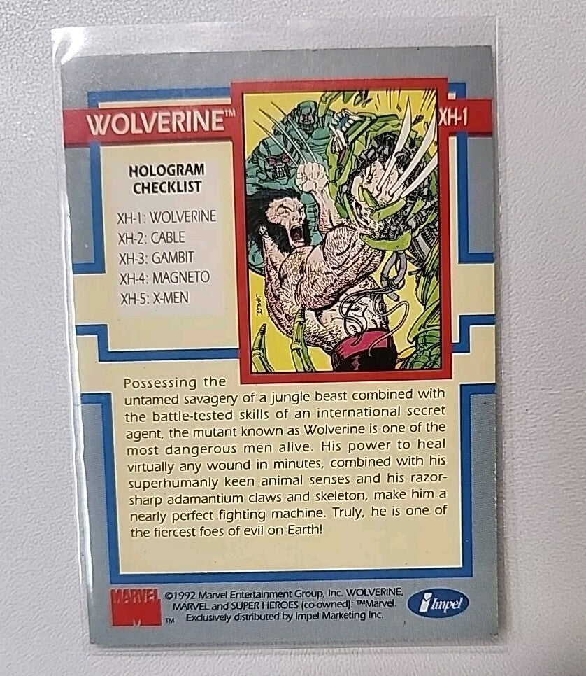 1992 Marvel Universe Series 2 - Wolverine Hologram Card XH-1 Impel