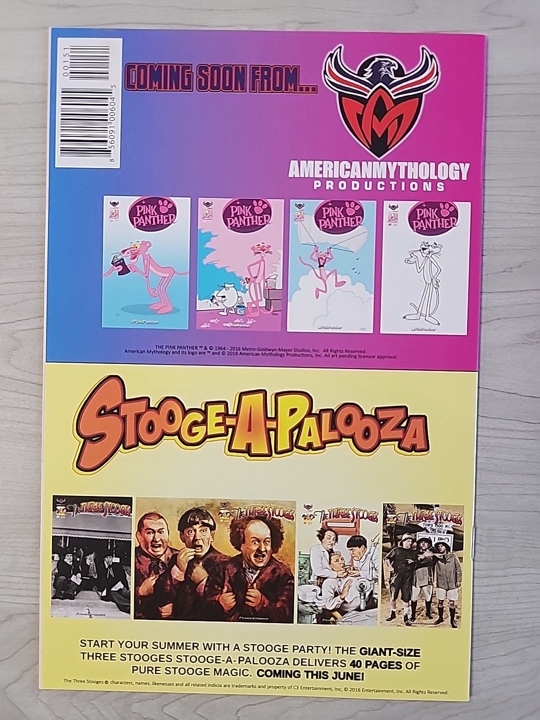 Pink Panther American Mythology Productions #1 & FCBD Lot of 3 Comics 2016