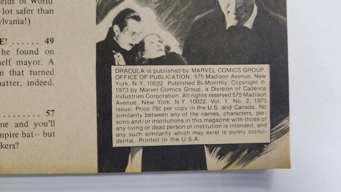 Dracula Lives #2 Marvel Monster Group 1973 The Birth Of Count Dracula ORIGIN