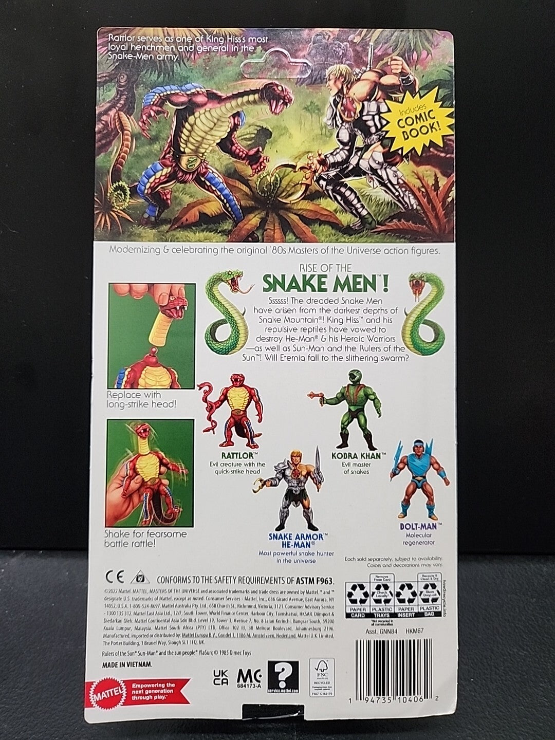 Masters Of The Universe Origins Rattlor 6" Retro Action Figure Unpunched MOTU