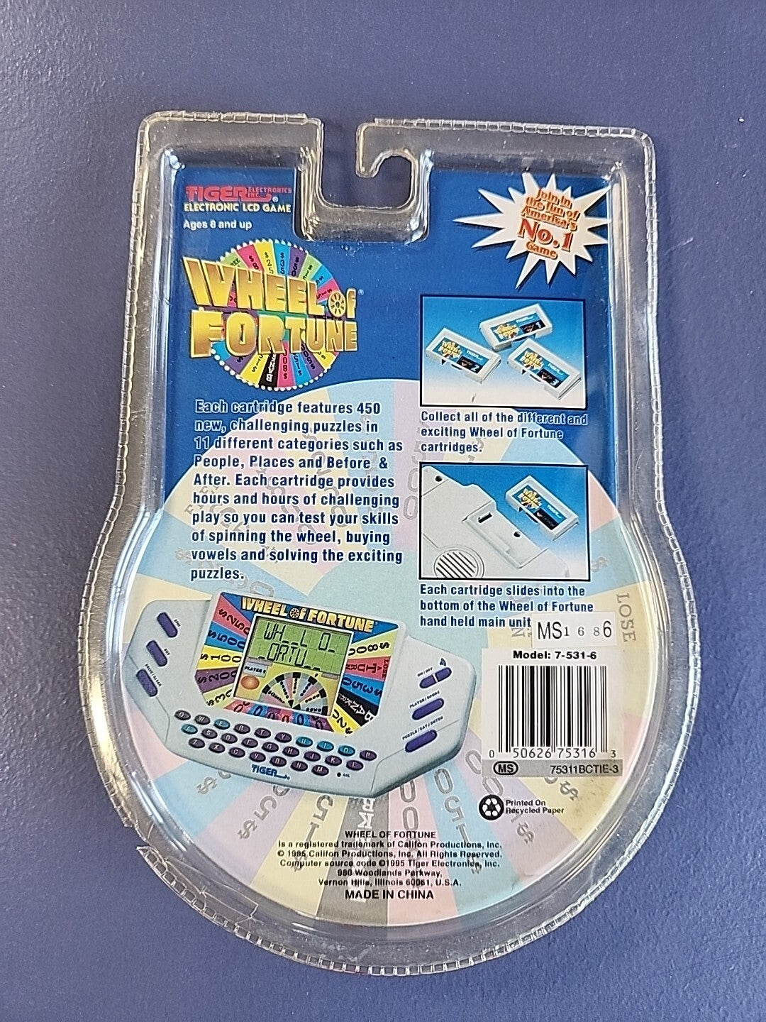 New Vintage Wheel Of Fortune Handheld Video Game Cartridge #6 Tiger Electronics