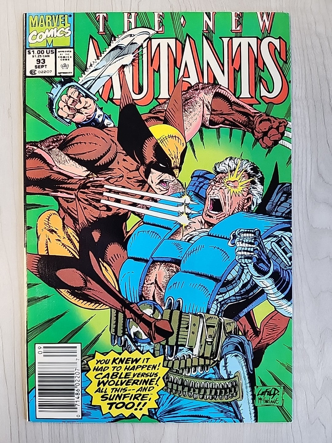 The New Mutants #93 Marvel Comics 1990 NM WOLVERINE VS CABLE Newsstand Variant
