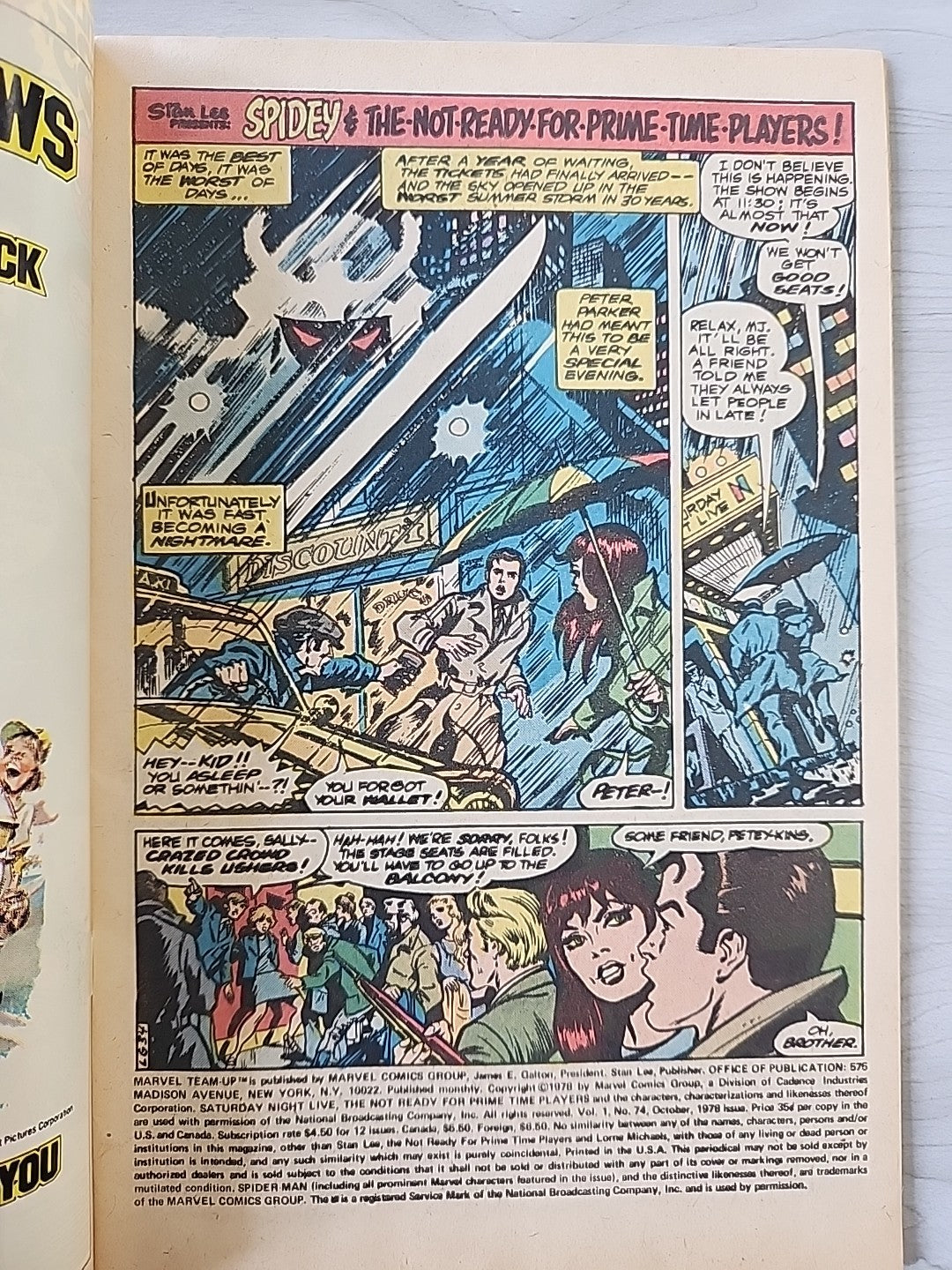 Marvel Team-Up #74 Spider-Man and The Not-Ready for Prime-Time Players 1978