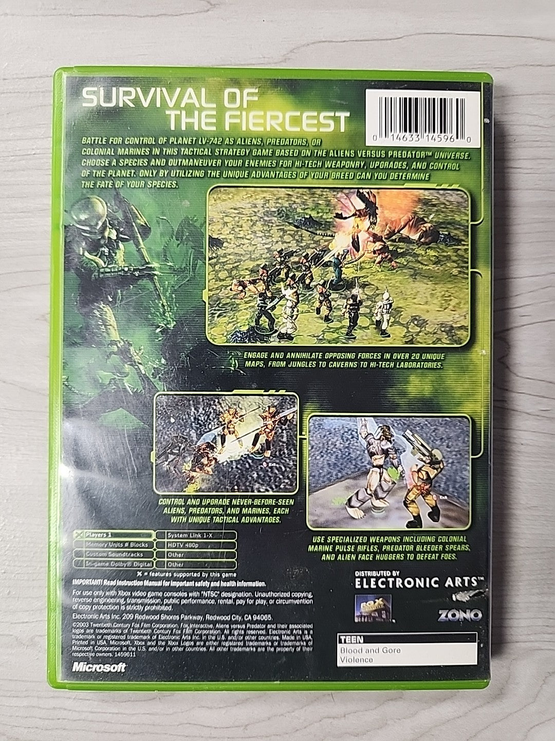 Aliens Versus Predator: Extinction (Microsoft Xbox, 2003) CIB Complete