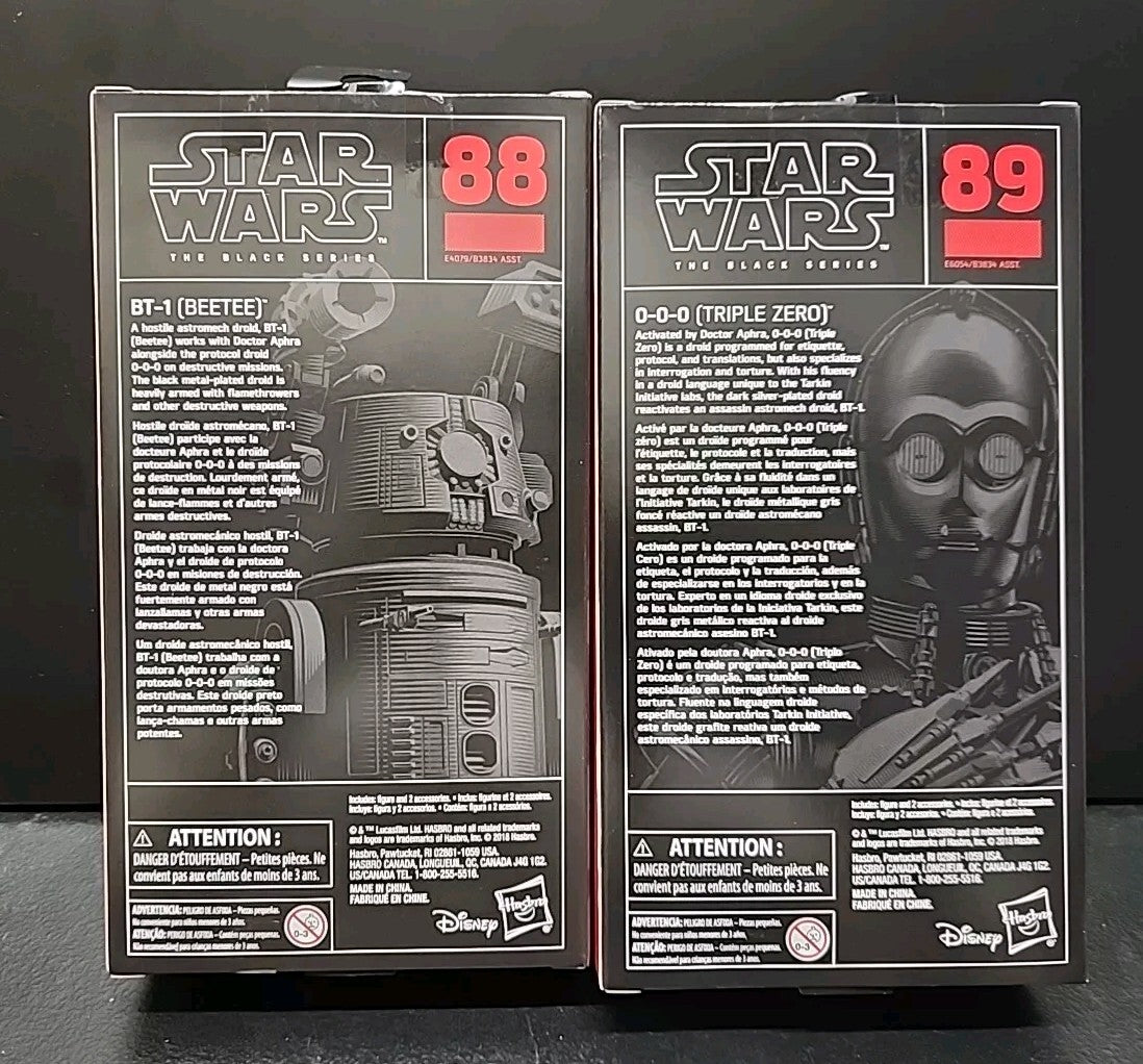 Star Wars The Black Series 6" BT-1 (Beetee) & 0-0-0 (Triple Zero) Re-Release Lot
