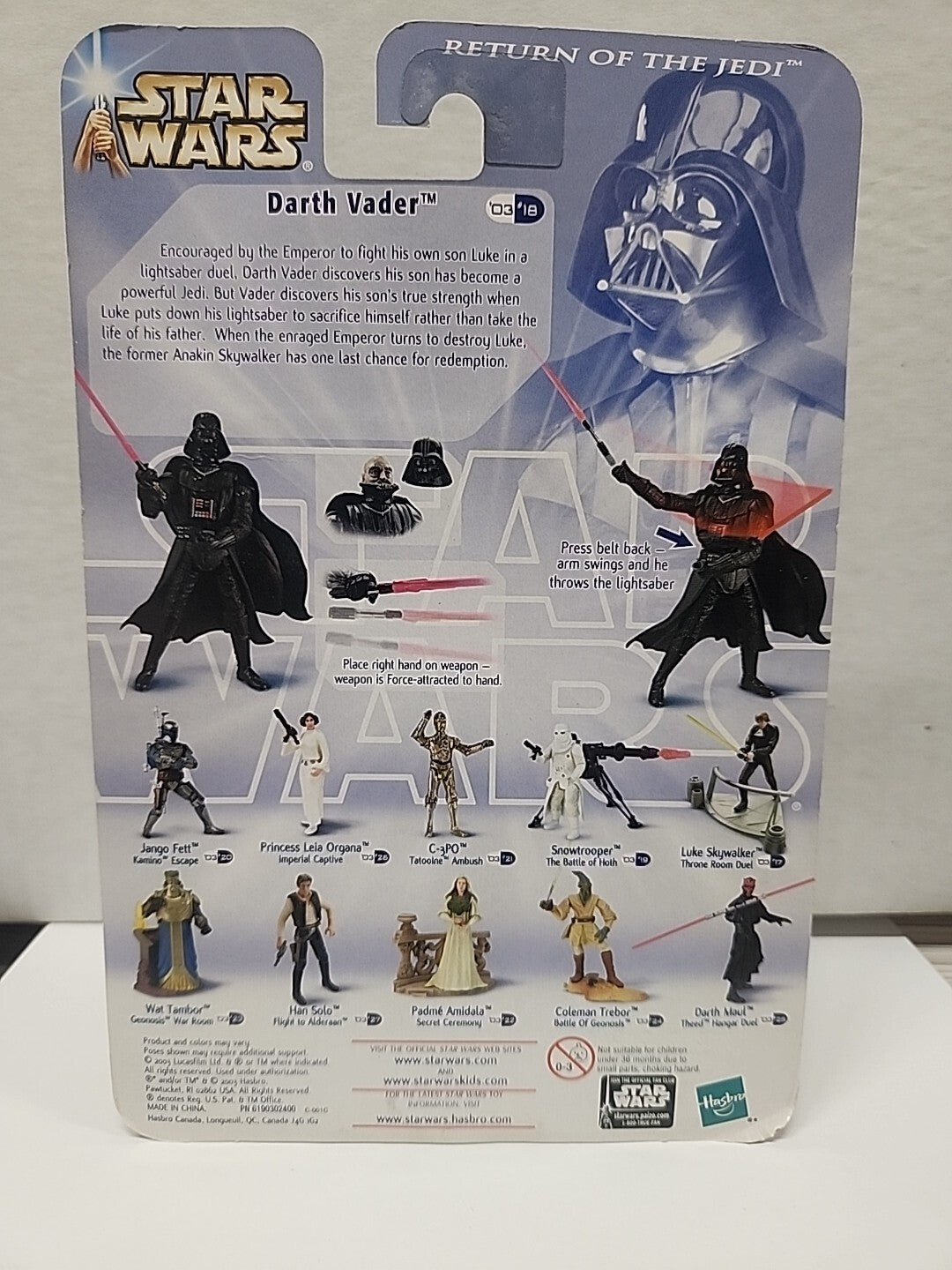 2003 Star Wars DARTH VADER RotJ Throne Room Duel Action Figure MOC