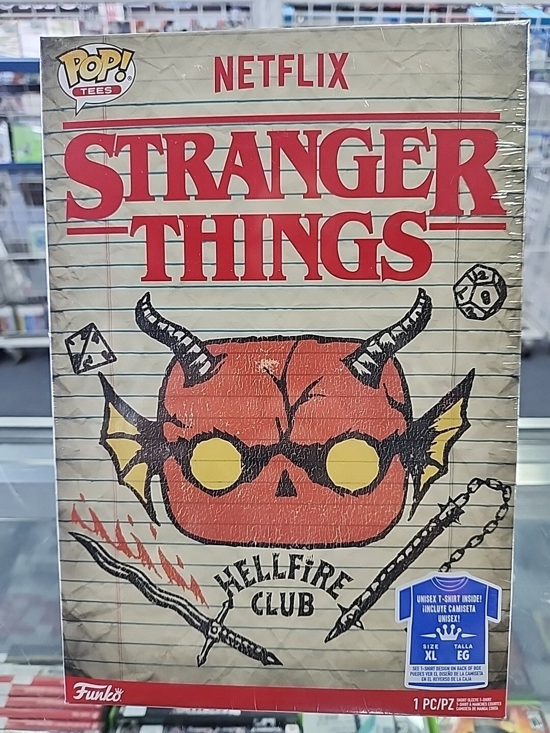 Funko Pop! Tees Boxed Stranger Things T-Shirt HELLFIRE CLUB Size XL New In Box