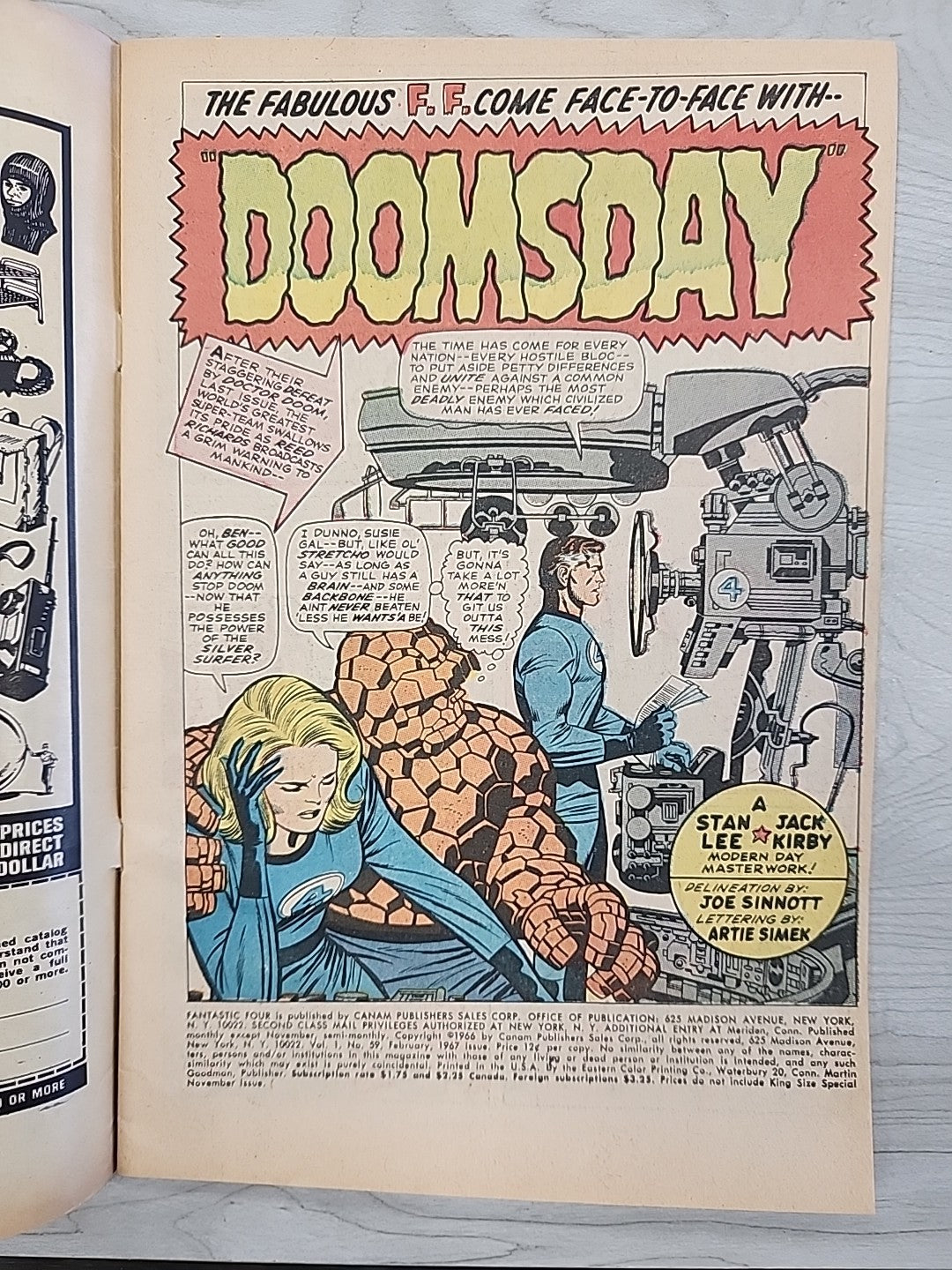 Fantastic Four #59 FN 1967 Marvel Comics Inhumans Dr Doom Lee Kirby Silver Age