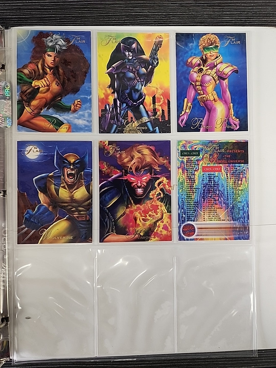 1994 Flair Marvel Complete 150 Card Set & Complete 18 Power Blast Foil Set NMMT
