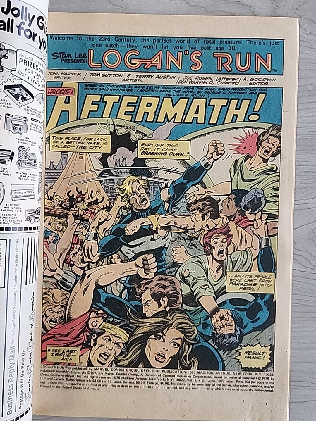 Logan's Run Vol. 1 #6 June 1977 Newsstand Bronze Age Marvel Comics FN+