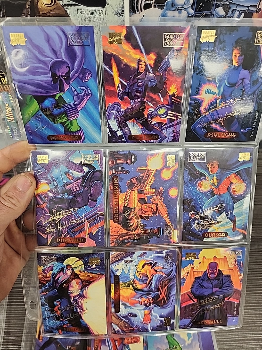 1994 Marvel Masterpieces Base Set Powerblast Silver Holofoil Plus Signature 293