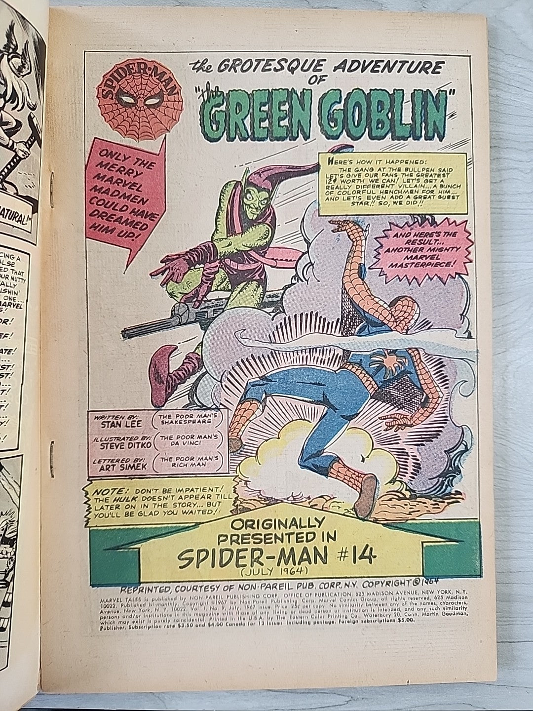 Marvel Tales #9 Marvel 1967 Reprints Amazing Spider-Man #14 Green Goblin VG/FN