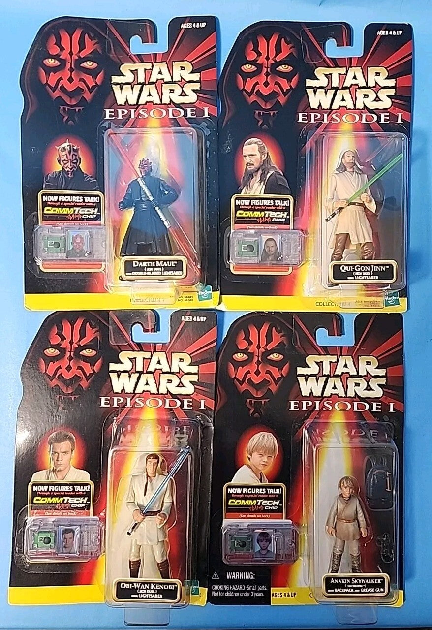 Lot Of 4: Star Wars Episode I Figures Darth Maul Obi-Wan Anakin Qui-Gon