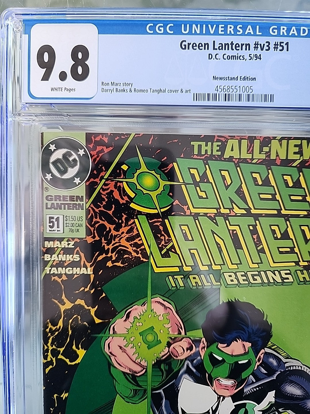 Green Lantern V3 #51 CGC 9.8 WP Newsstand 1st Kyle Rayner's New Costume