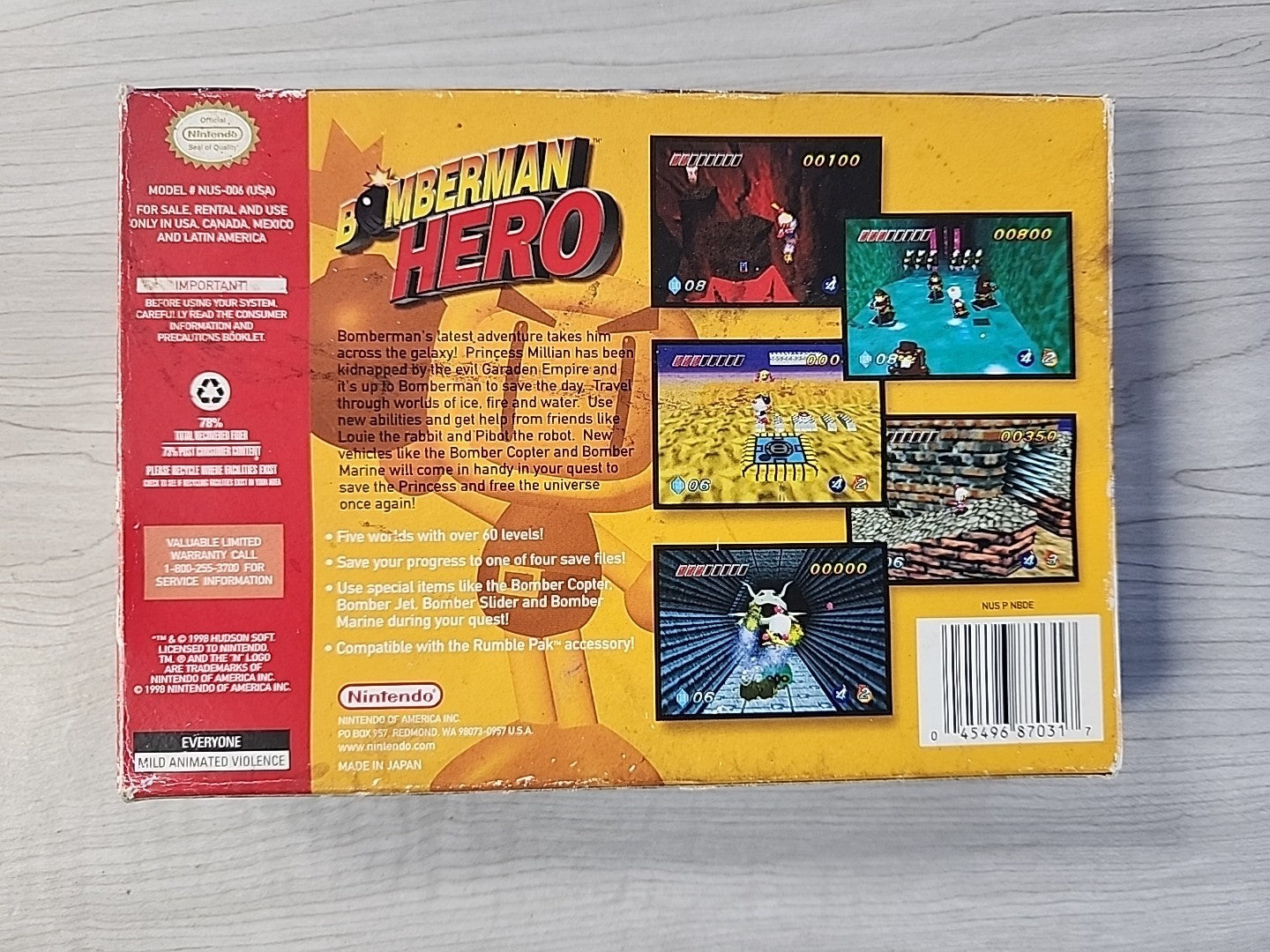 Bomberman Hero (N64) Nintendo 64 Complete In Box CIB 1998