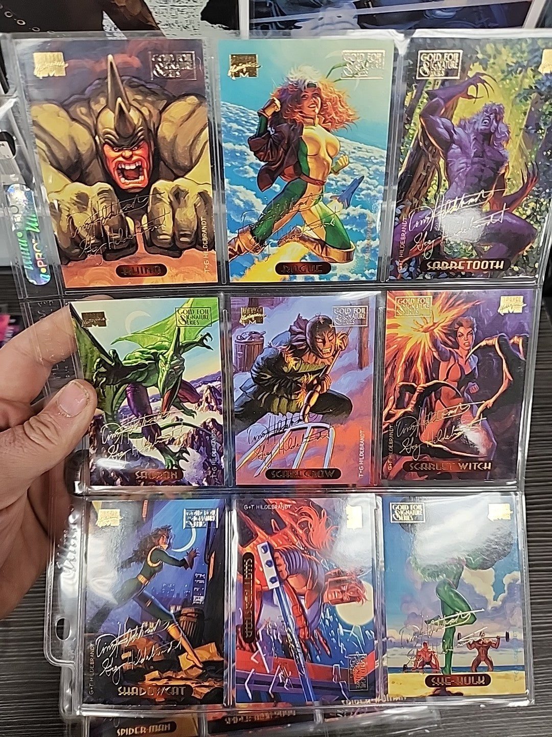 1994 Marvel Masterpieces Base Set Powerblast Silver Holofoil Plus Signature 293