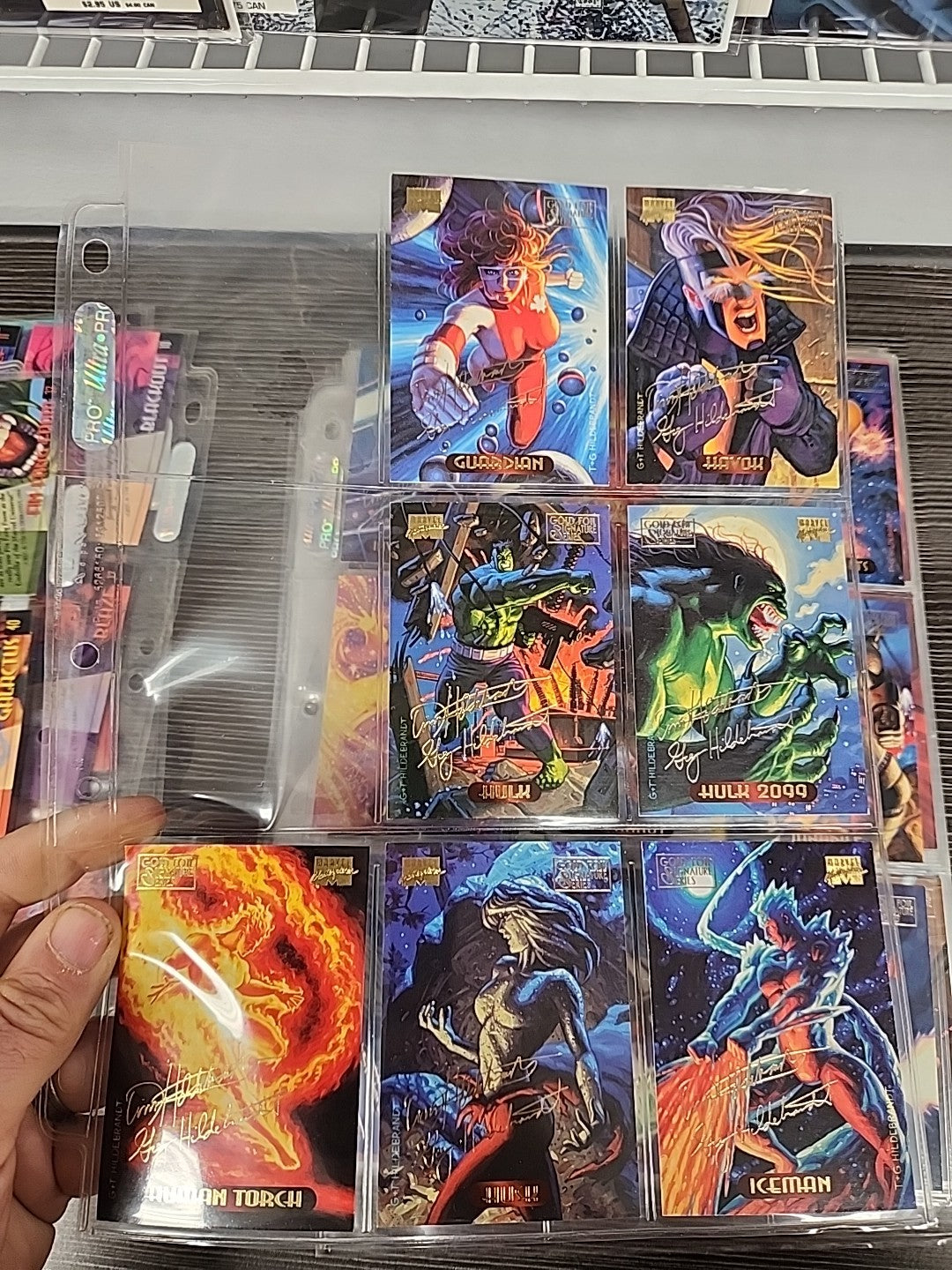 1994 Marvel Masterpieces Base Set Powerblast Silver Holofoil Plus Signature 293