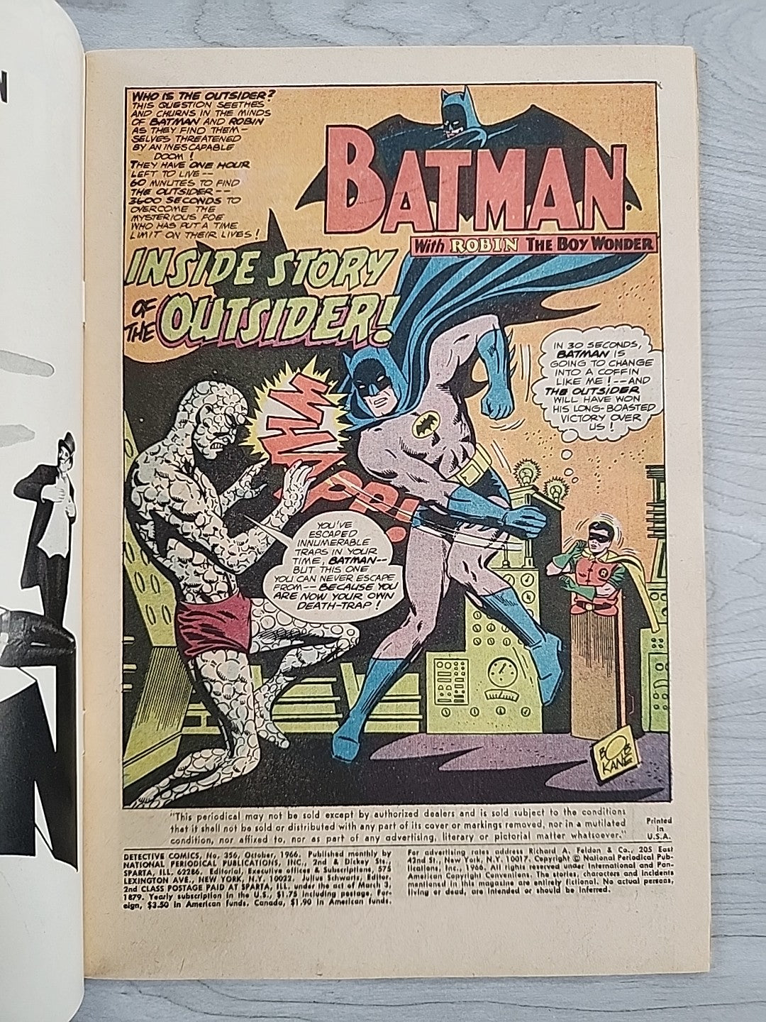 DETECTIVE COMICS 356 1966 DC COMICS 1st OUTSIDER FN/FN+ 6.0-6.5