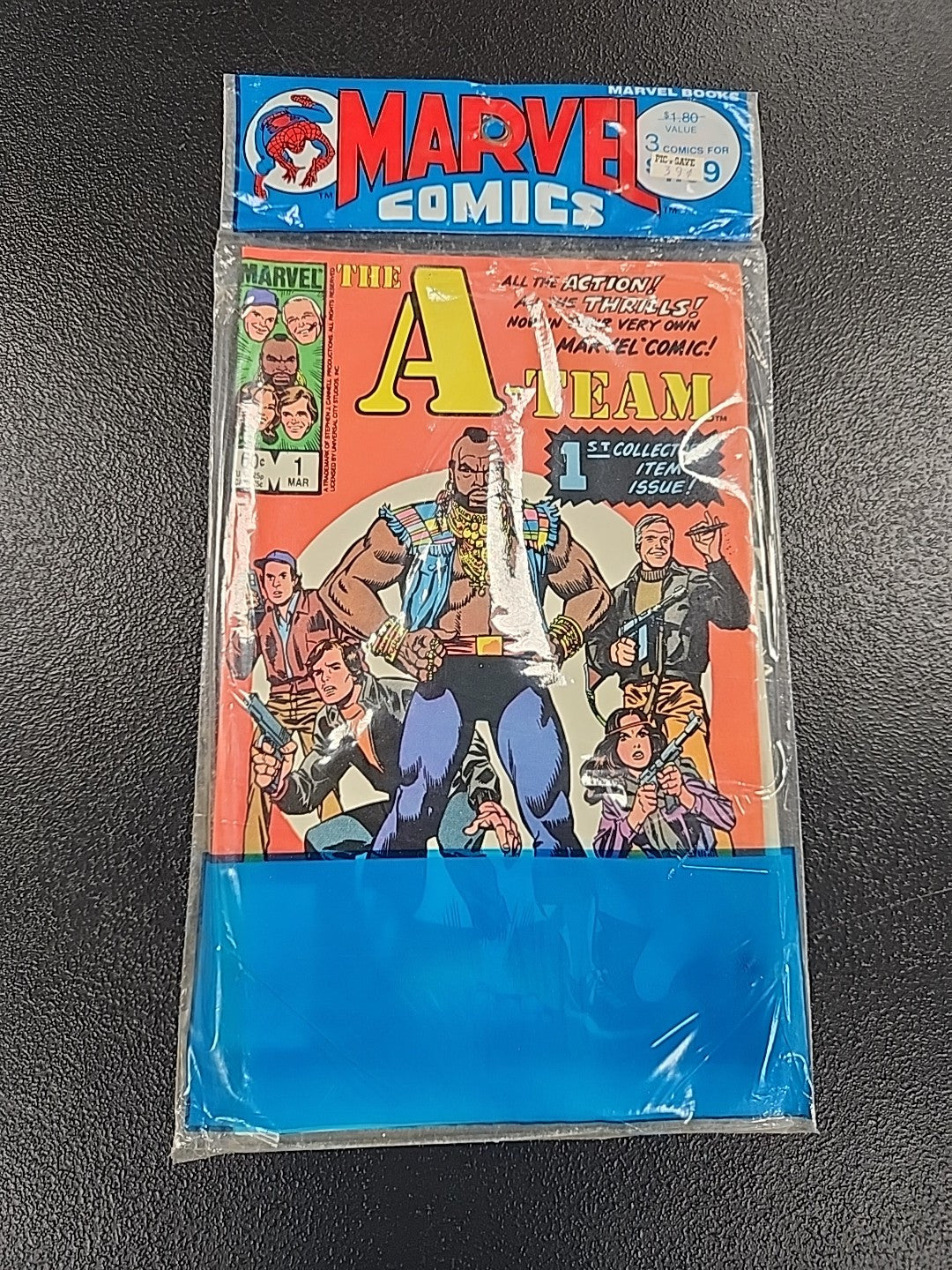 MARVEL COMICS THE A - TEAM 3 COMIC BOOKS ORIGINAL PLASTIC 1984 MINT Sealed