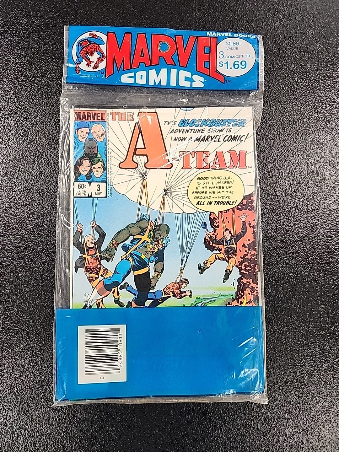 MARVEL COMICS THE A - TEAM 3 COMIC BOOKS ORIGINAL PLASTIC 1984 MINT Sealed