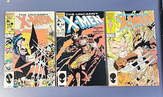 Uncanny X-Men Lot Of 3 Issues (Marvel 1986) #211 #212 #213 VF-NM Sabertooth Keys