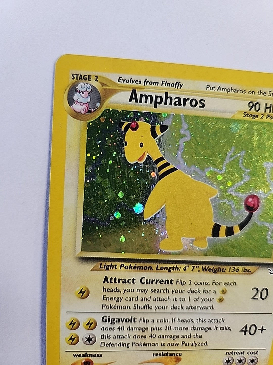 Pokemon Ampharos Card Neo Revelation 1/64 Holo Rare SWIRL Pokémon MP
