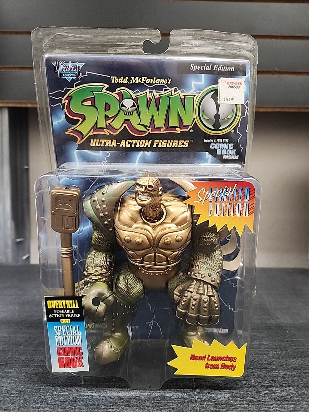 Spawn Overtkill Special Limited Edition Figure Gold McFarlane Toys with Comic Bk