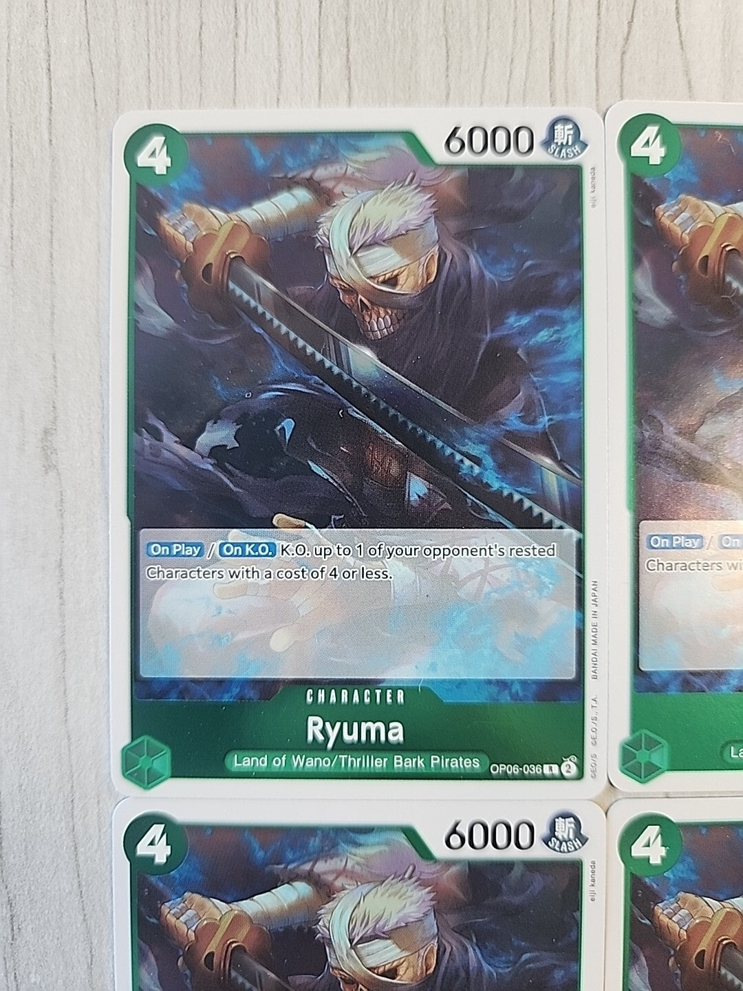 Ryuma One Piece CCG Wings of the Captain Set NM English OP06-036 Playset x4