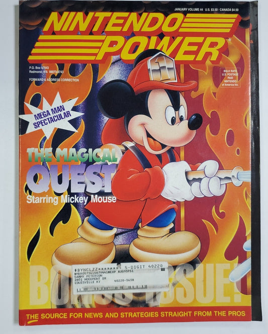 Nintendo Power #44- Mikey Mouse- Complete With Poster & Inserts