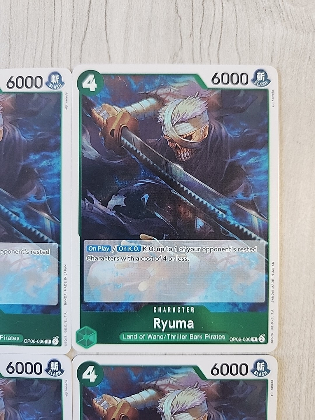 Ryuma One Piece CCG Wings of the Captain Set NM English OP06-036 Playset x4