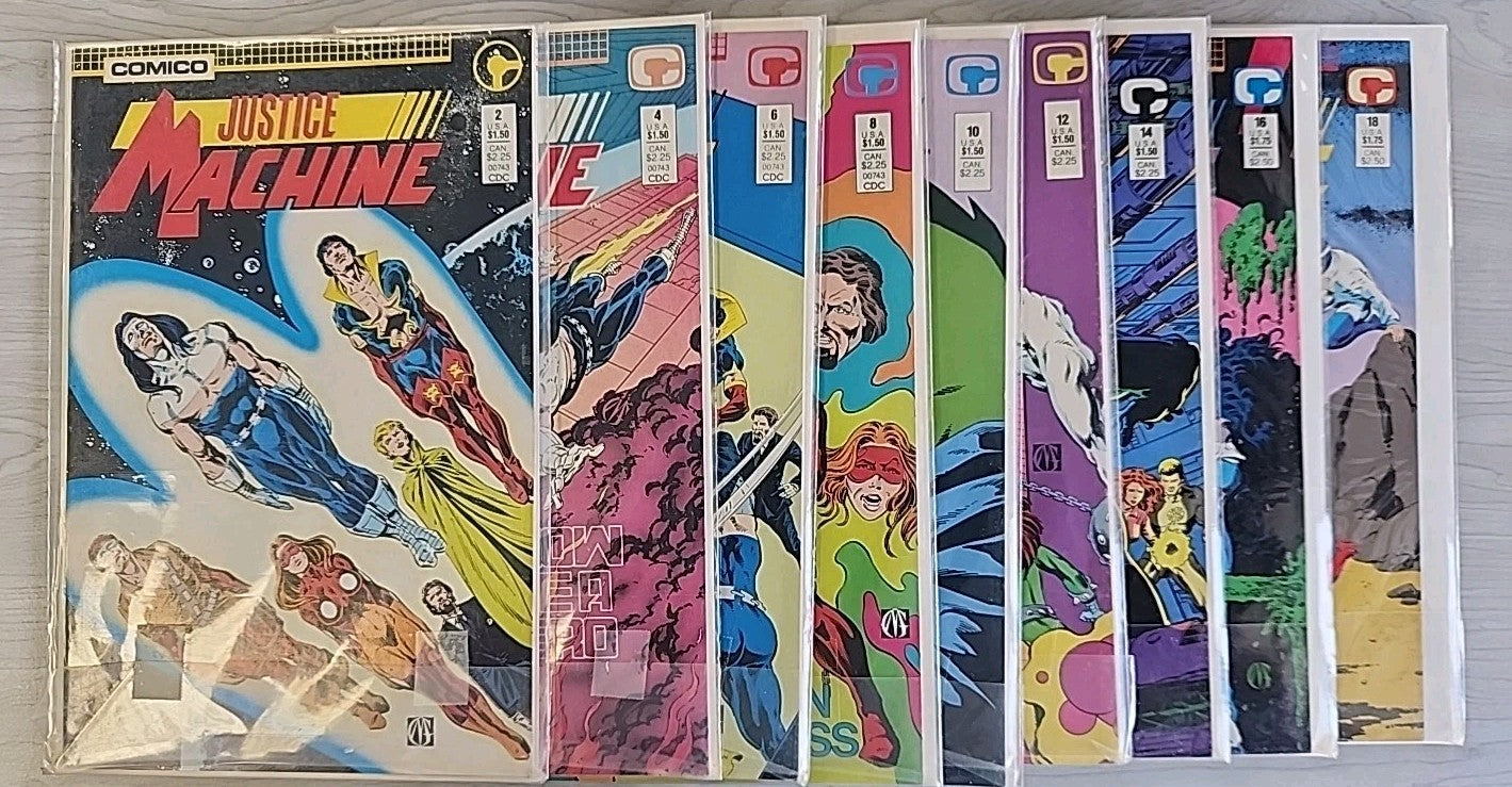 Justice Machine 1-18 Lot Of 18 Comics Comico 1987 VF/NM