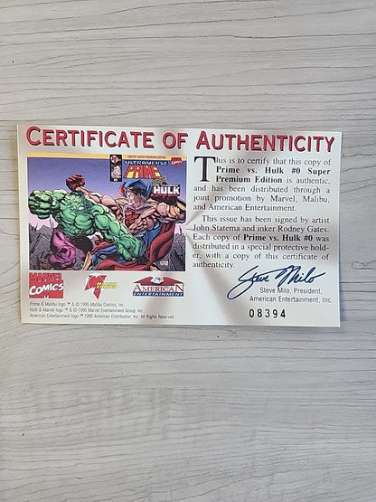 Prime vs Hulk 0 Signed John Statema Rodney Gates Exclusive Super Premium COA NM