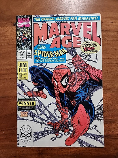 MARVEL AGE #90 (Marvel, 1990) Jim Lee McFarlane Spider-Man Cover VF/NM